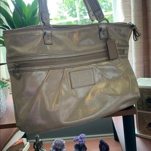 Coach shimmery bag tote shoulder bag champagne